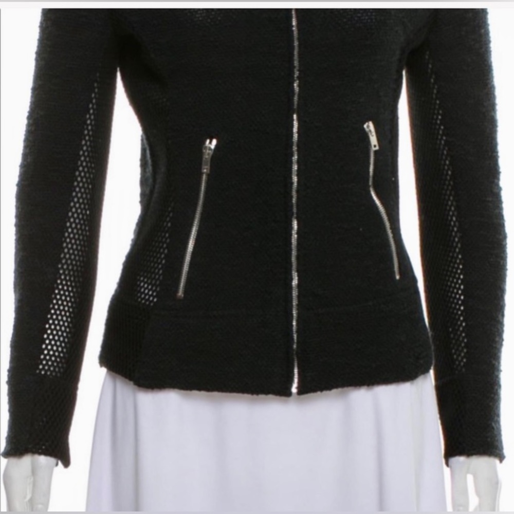 DARLING IRO AMIYA SWEATER JACKET. COLLARLESS, ZIP FRONT & POCKETS. SIDE DETAIL - Picture 2 of 12